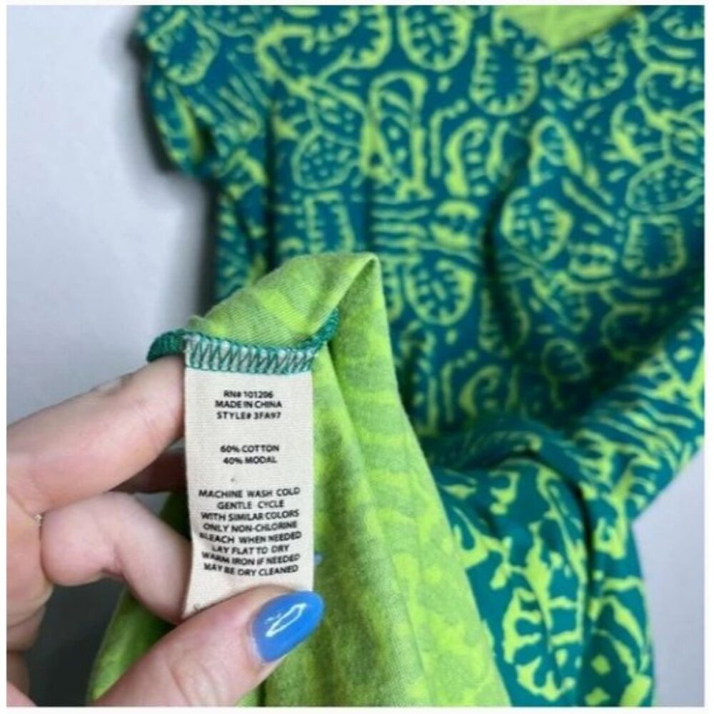 Soft Surroundings Palm Leaf Print Scoop Neck T-Shirt Dress Size Small - Picture 4 of 5